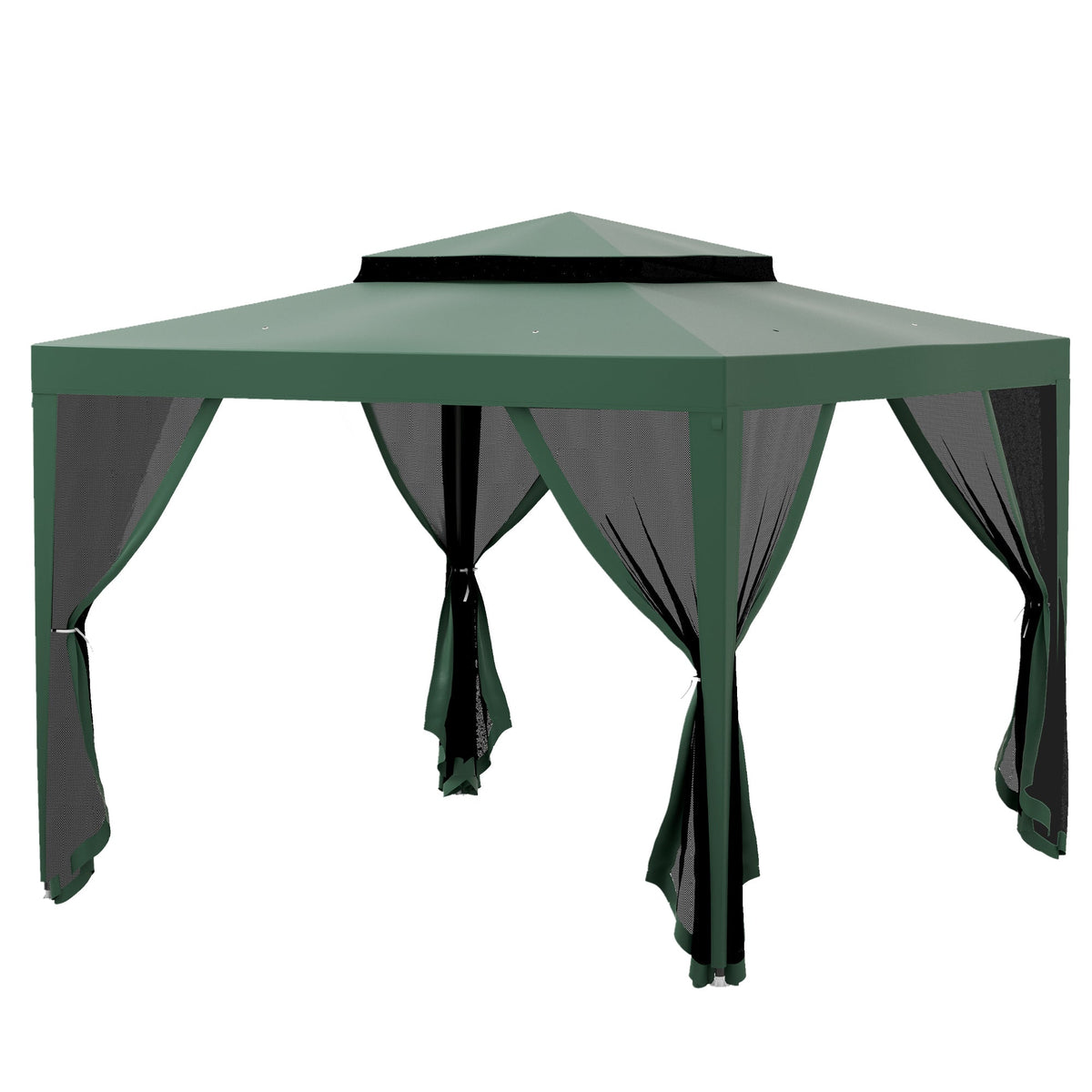 10' x 10' Canopy Tent with Mesh Netting and Double Tier Roof, Green — product view 2