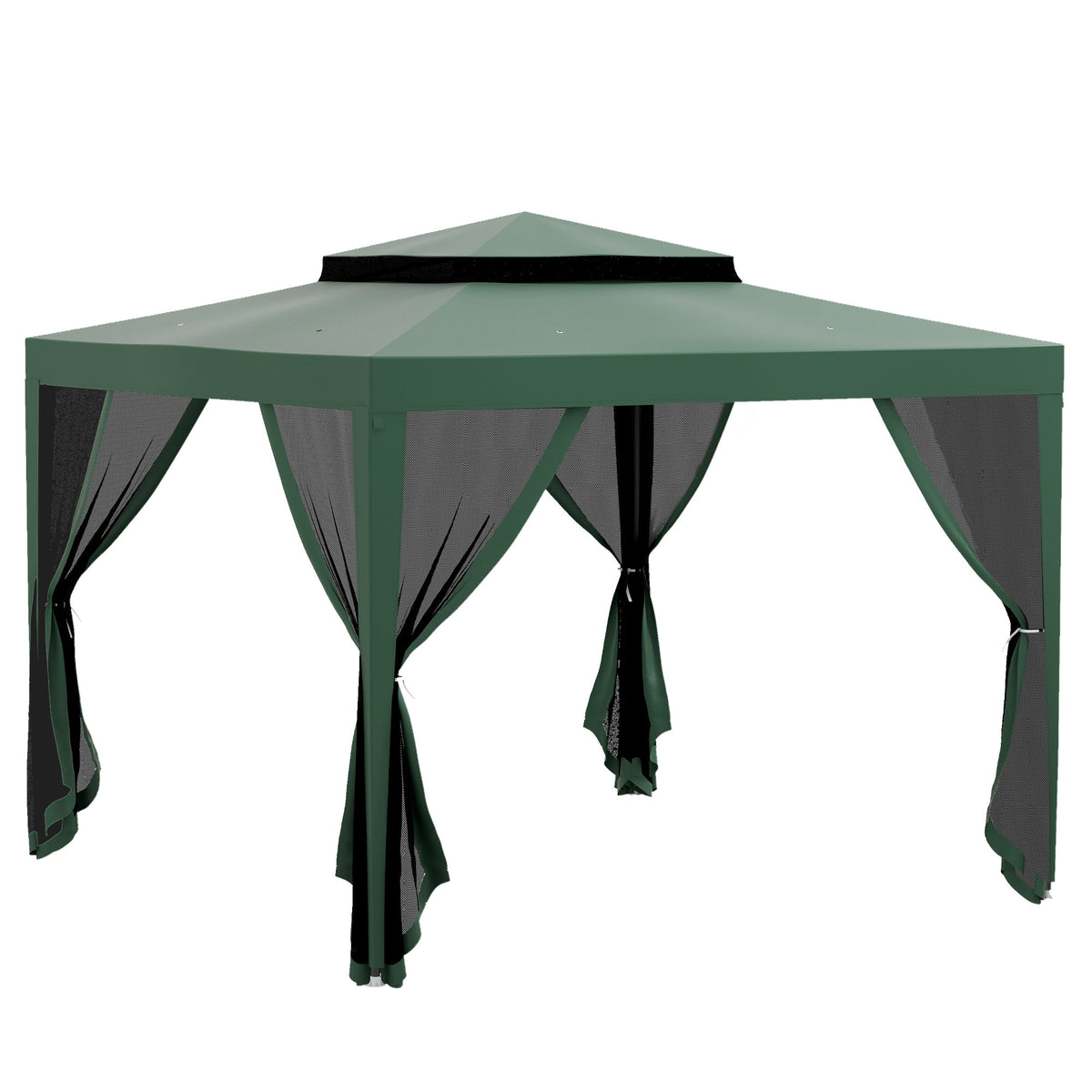 10' x 10' Canopy Tent with Mesh Netting and Double Tier Roof, Green — product view 1