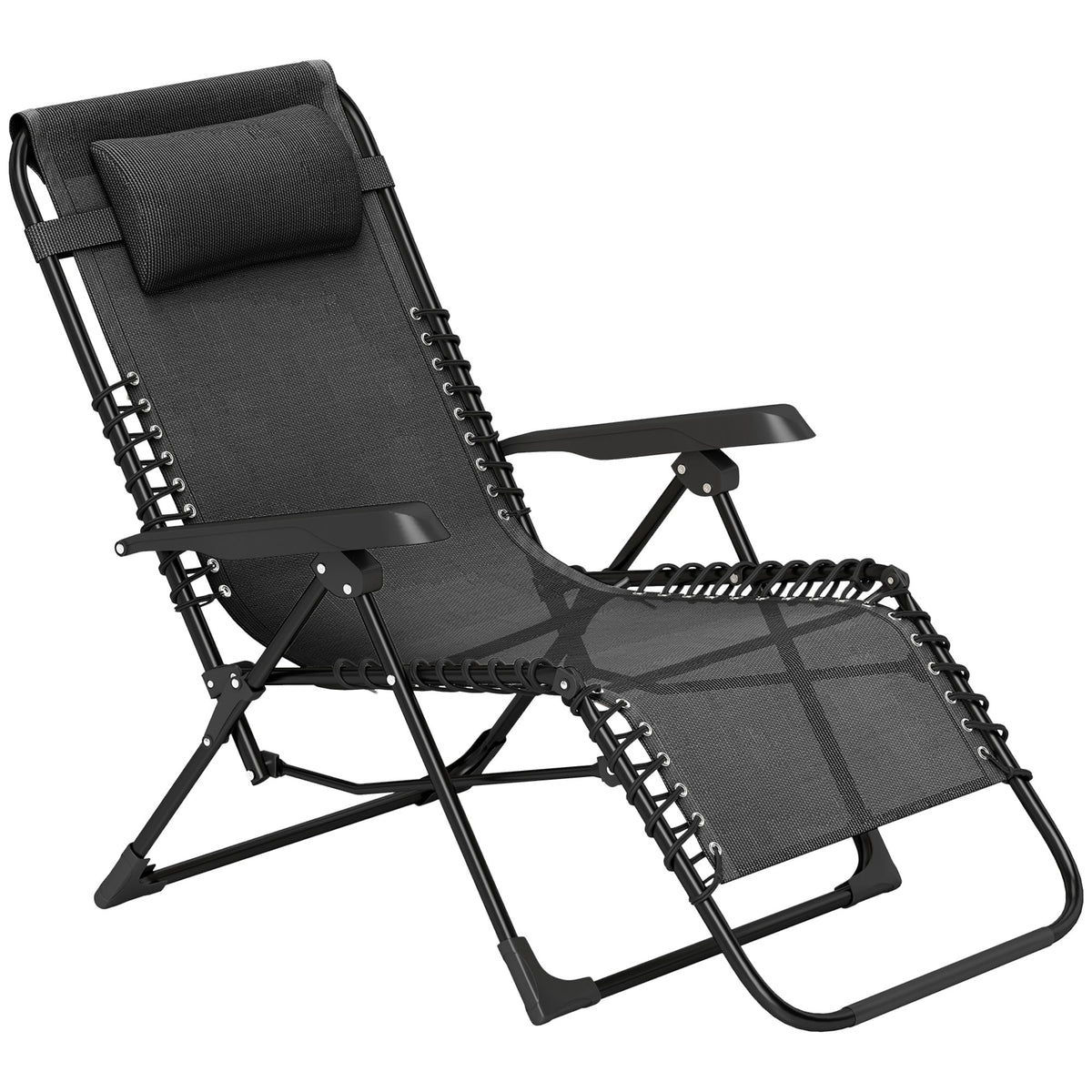 Zero Gravity Chair with 5-Position Backrest and Headrest, Black — product view 2