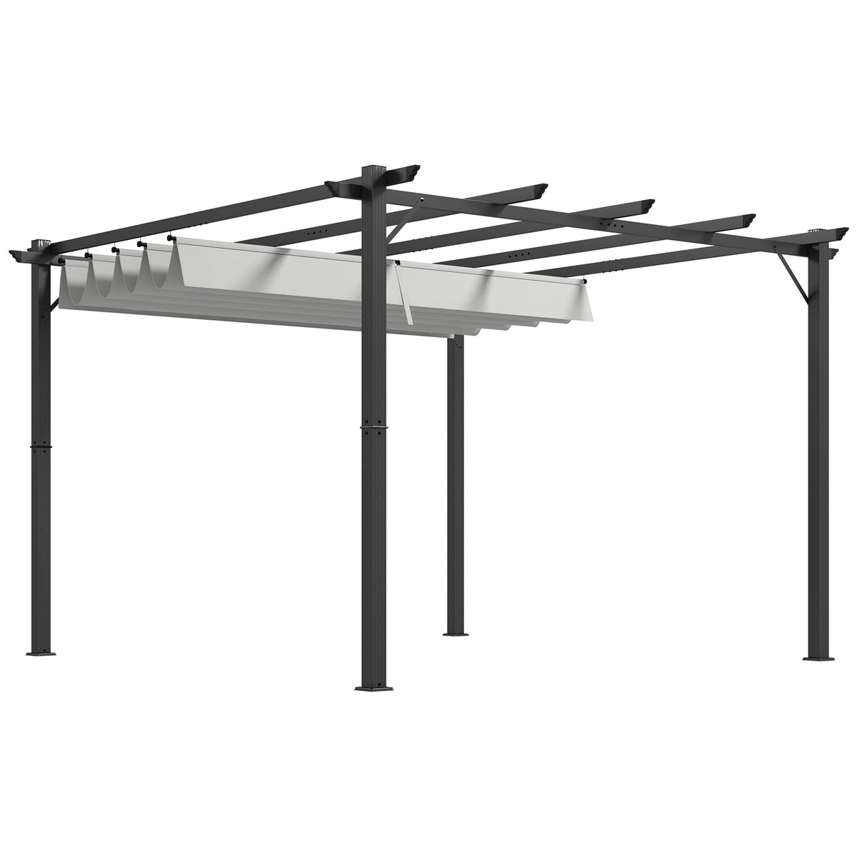 3 x 3m Pergola with Retractable Roof & Aluminium Frame, Light Grey — product view 2