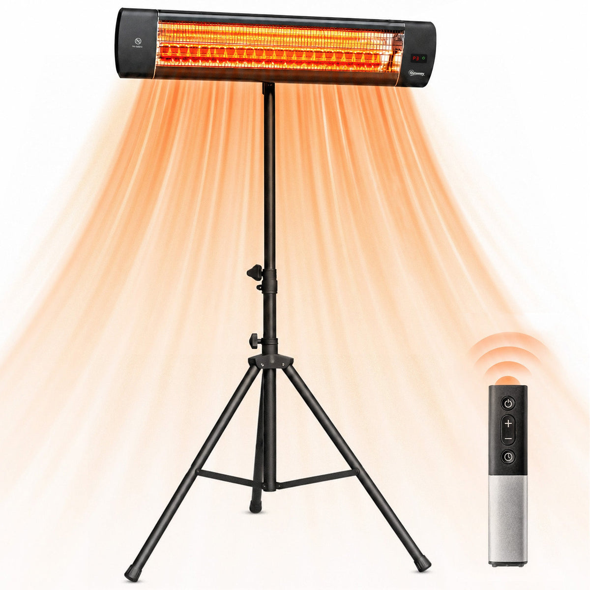 2500 W Infrared Patio Heater with Adjustable Tripod, IP65, 3 Heat Levels, Black — product view 2