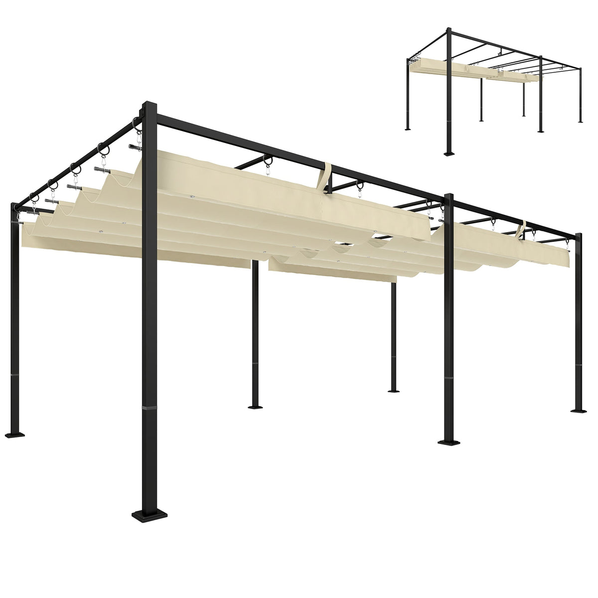 19' x 10' Pergola with Retractable Canopy, Cream White — product view 1