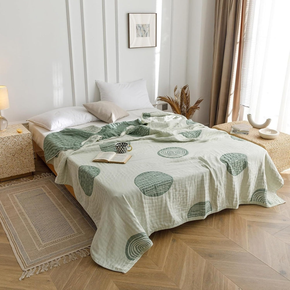 LoungeYard | Zen Round Pattern Lightweight Cotton Blanket — product view 2