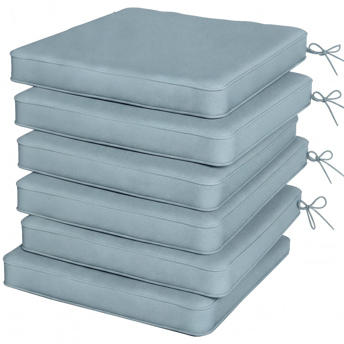 Set of 6 Chair Cushion Seat Pads with Straps, Light Grey — product view 2