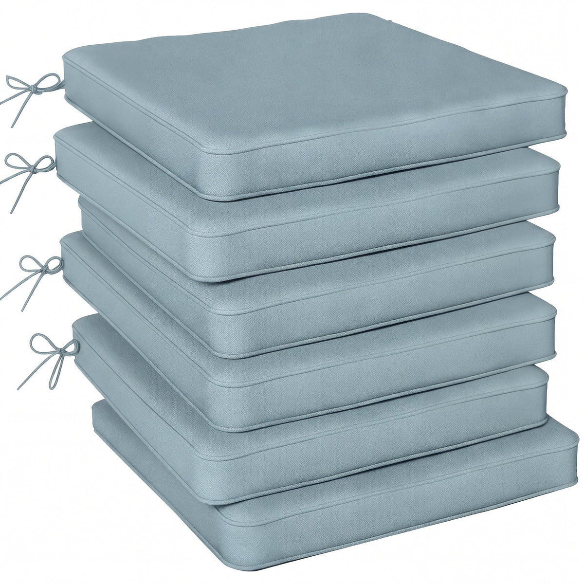 Set of 6 Chair Cushion Seat Pads with Straps, Light Grey — product view 1
