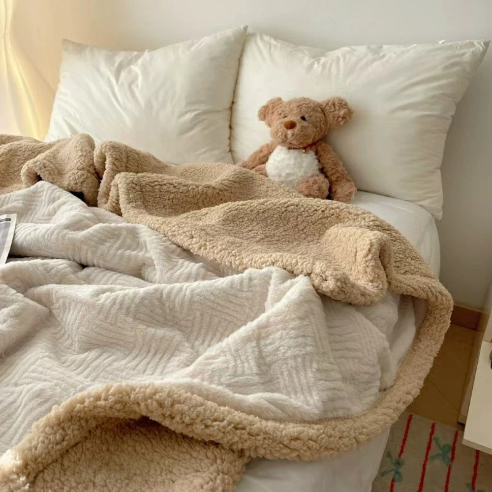 LoungeYard | Seraphina Soft Jacquard Rabbit Plush Blanket — product view 2