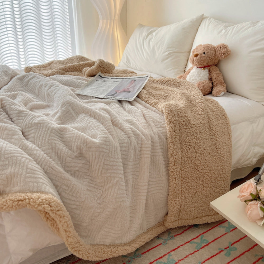 LoungeYard | Seraphina Soft Jacquard Rabbit Plush Blanket — product view 1