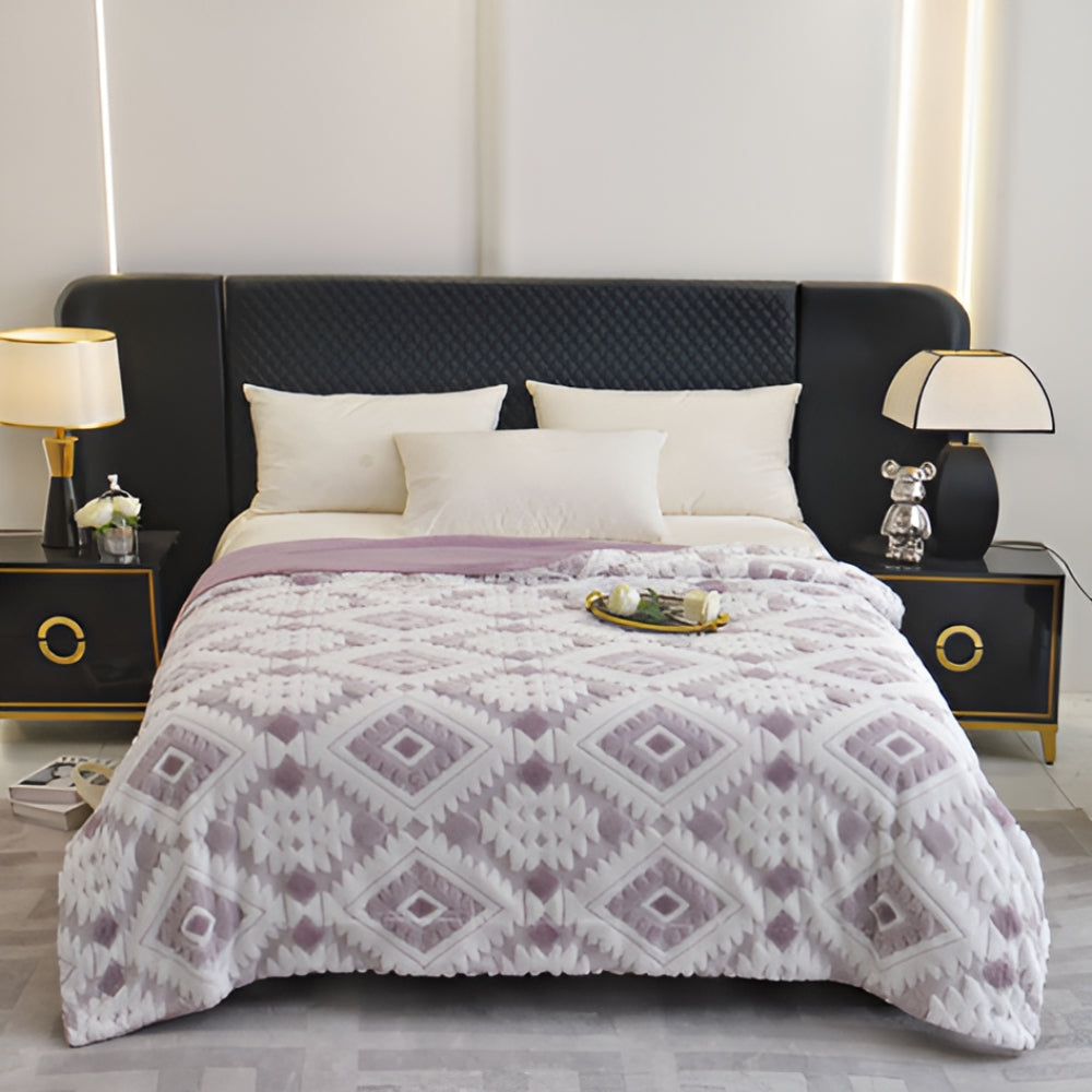 LoungeYard | Zyra Double Layer Geometric Throw Blanket — product view 5