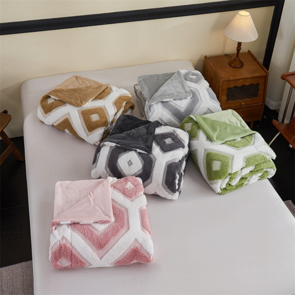 LoungeYard | Zyra Double Layer Geometric Throw Blanket — product view 3