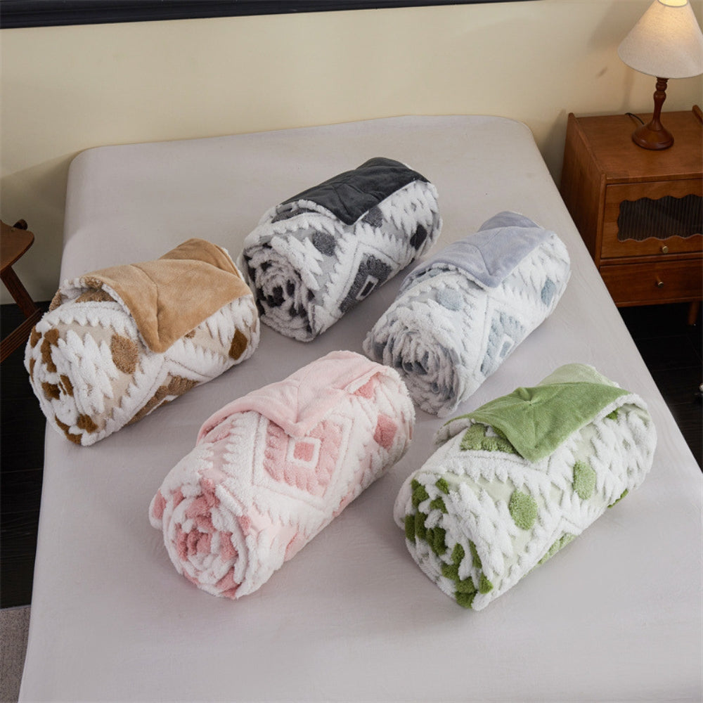 LoungeYard | Zyra Double Layer Geometric Throw Blanket — product view 2