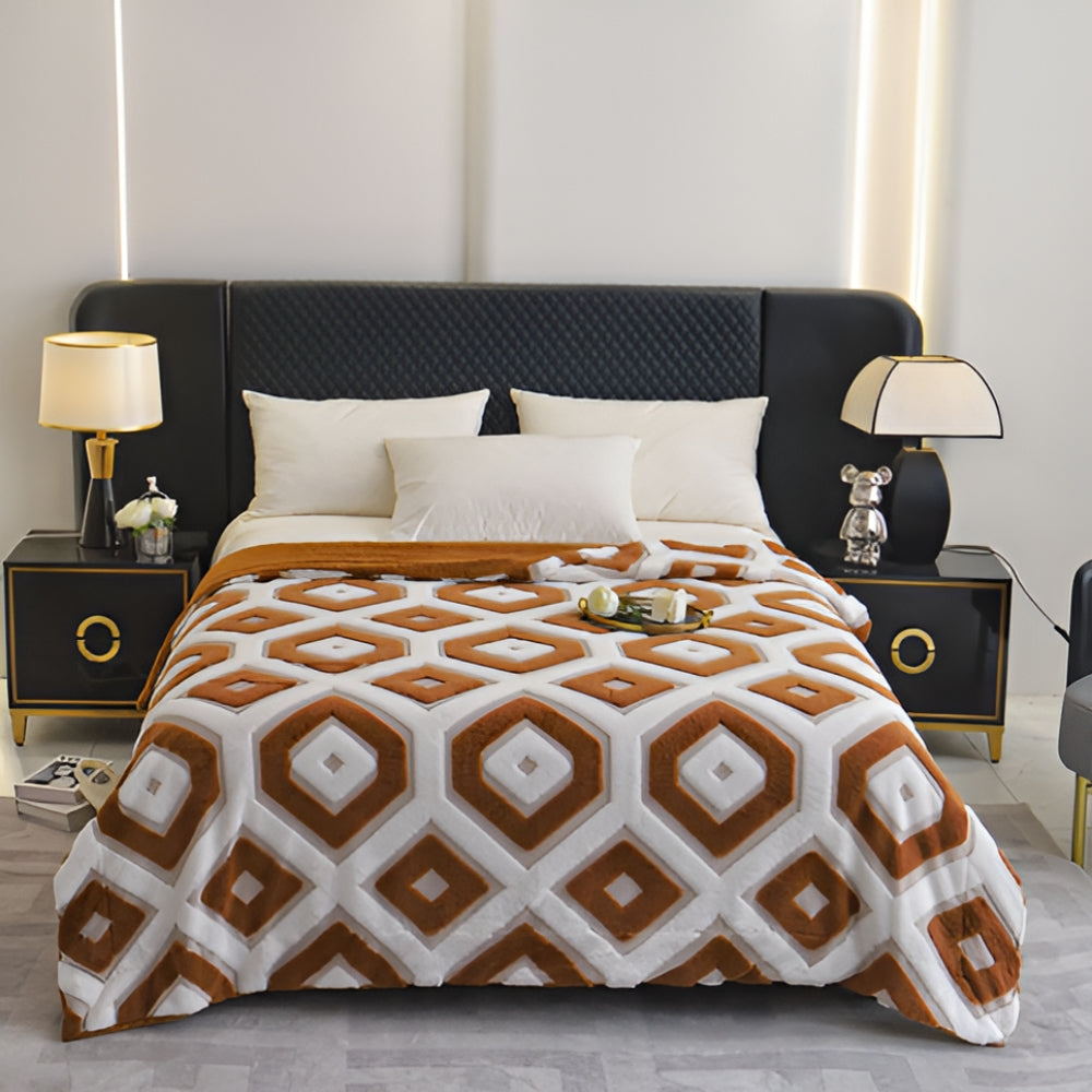 LoungeYard | Zyra Double Layer Geometric Throw Blanket — product view 1