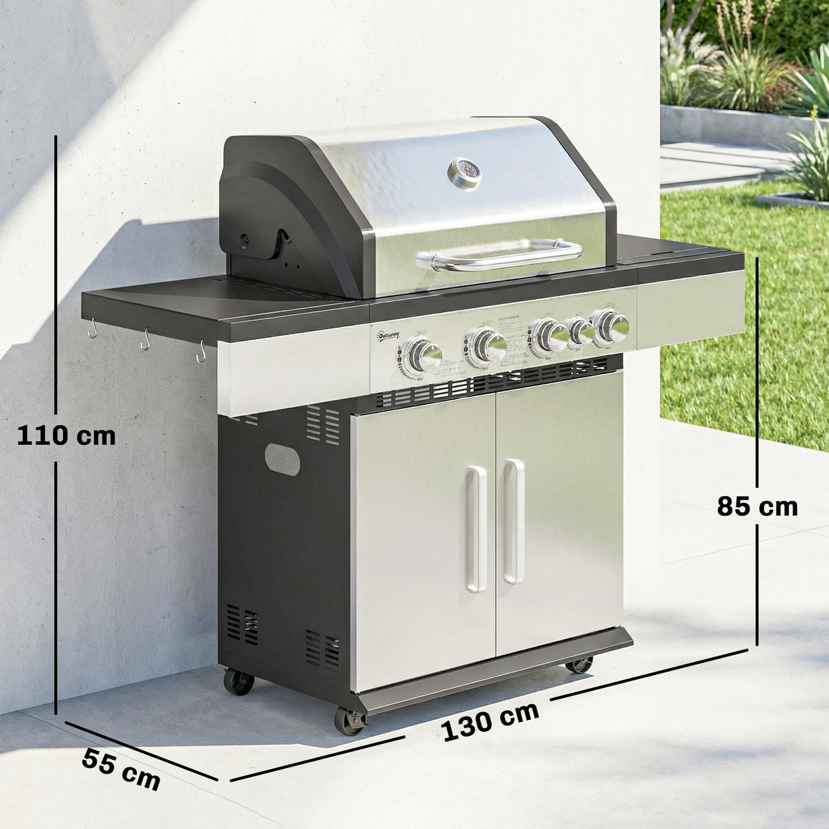 4+1 Burner Gas BBQ Grill with Side Burner and Storage Cabinet — product view 5