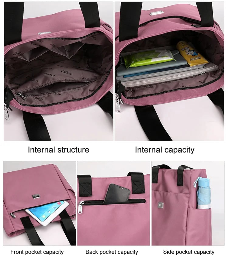 LoungeYard | Large Capacity Water Repellent Multi Pocket Nylon Shoulder Bag — product view 6