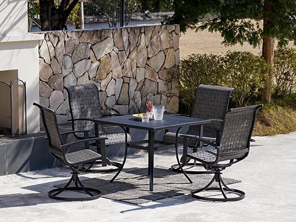 LOUNGE YARD Outdoor Swivel Rocking Patio Dining Chairs Set — product view 6
