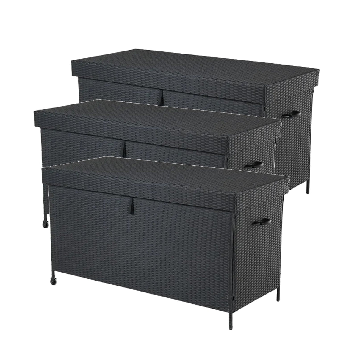 LOUNGE YARD 170-Gallon Outdoor Wicker Storage Box Set with Lid and Handles — product view 1