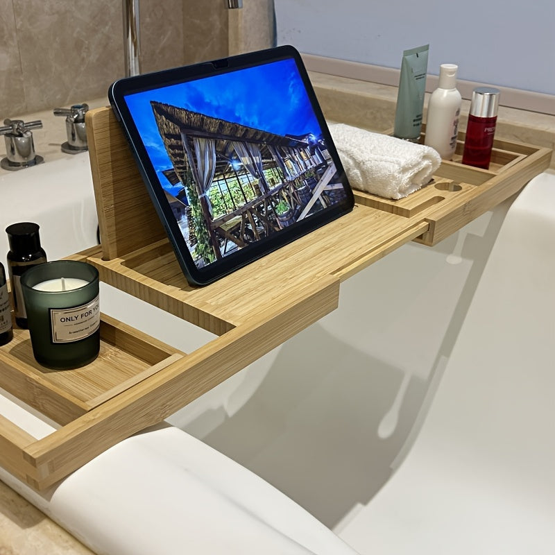 LoungeYard | Bamboo Bathtub Tray - For Ultimate Relaxation — product view 4
