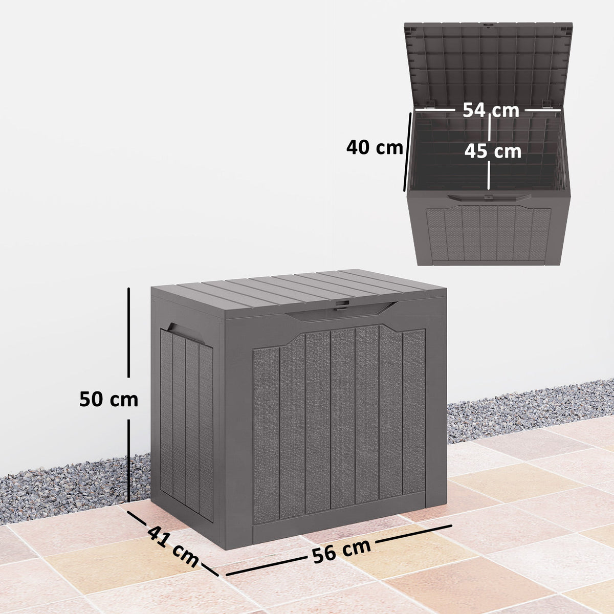 93L Plastic Garden Storage Box with Handles, Brown — product view 5