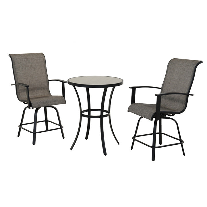 LOUNGE YARD 3 Piece High Foot Swivel Stool Bar Set with Rotation Function — product view 3
