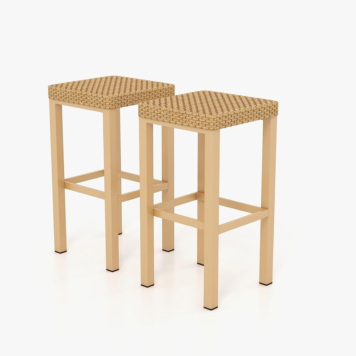 LOUNGE YARD Outdoor Phuket 3 Pieces Resin Wicker Ceramic Steel Storage Tiki Bar and Stools — product view 4