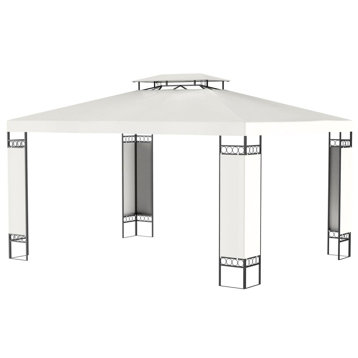 10' x 13' Outdoor Gazebo with Double Roof and Screen Panels, White — product view 2