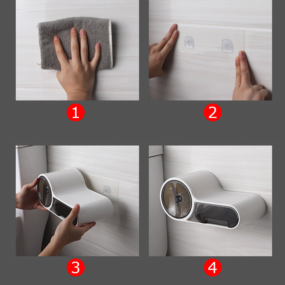 LoungeYard | DryHold Self-Adhesive Toilet Paper Holder – Waterproof Wall Solution with Extra Storage Space — product view 7