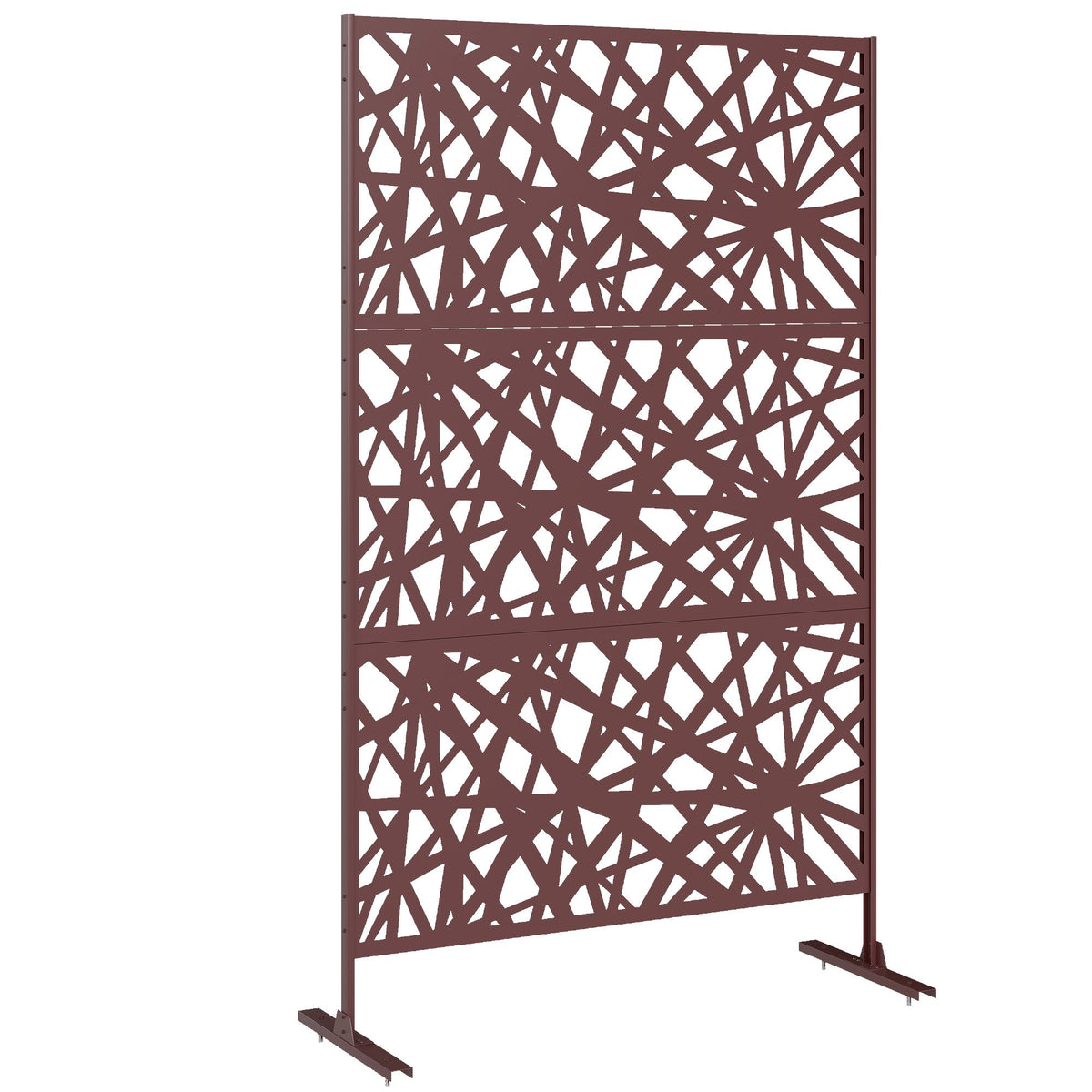 78" x 48" Metal Outdoor Privacy Screen, Labyrinth Design, Dark Brown — product view 1