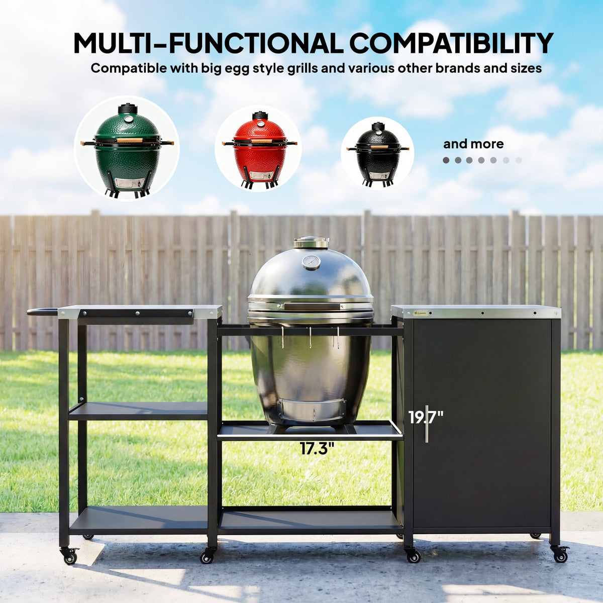 BBQ Grill Table with Stainless Steel Top and Storage Cabinet — product view 6