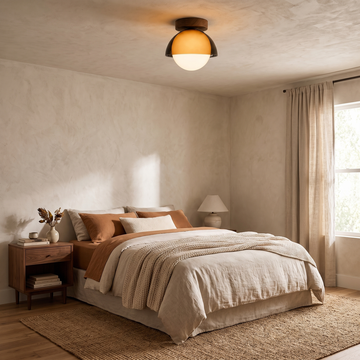 Afterglow Amber Dome Ceiling Light, Walnut — product view 2