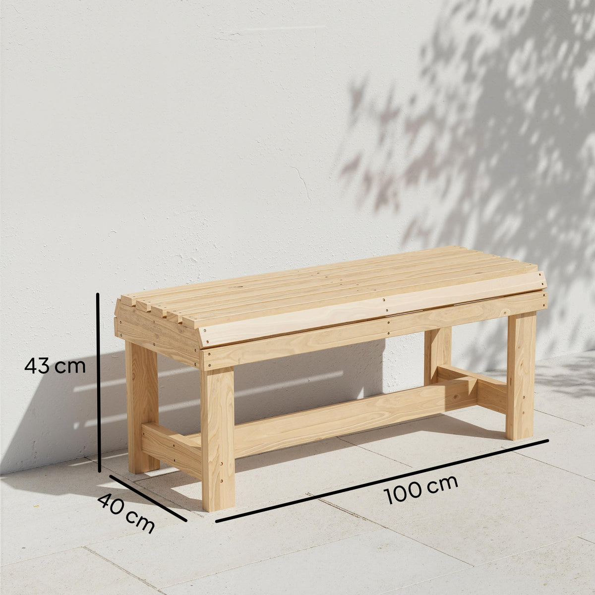 2 Seater Wooden Garden Bench with Curved Slatted Seat, Natural — product view 5