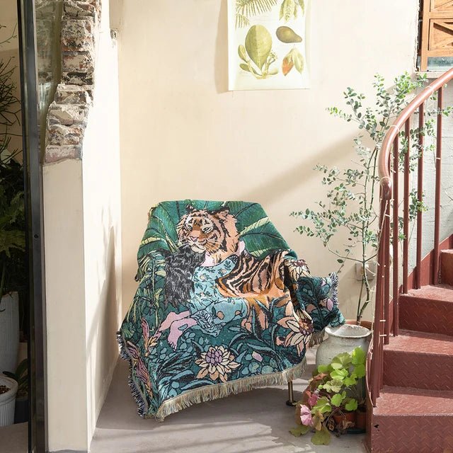 LoungeYard | Abstract Woven Wall Tapestry Throw Blanket — product view 4