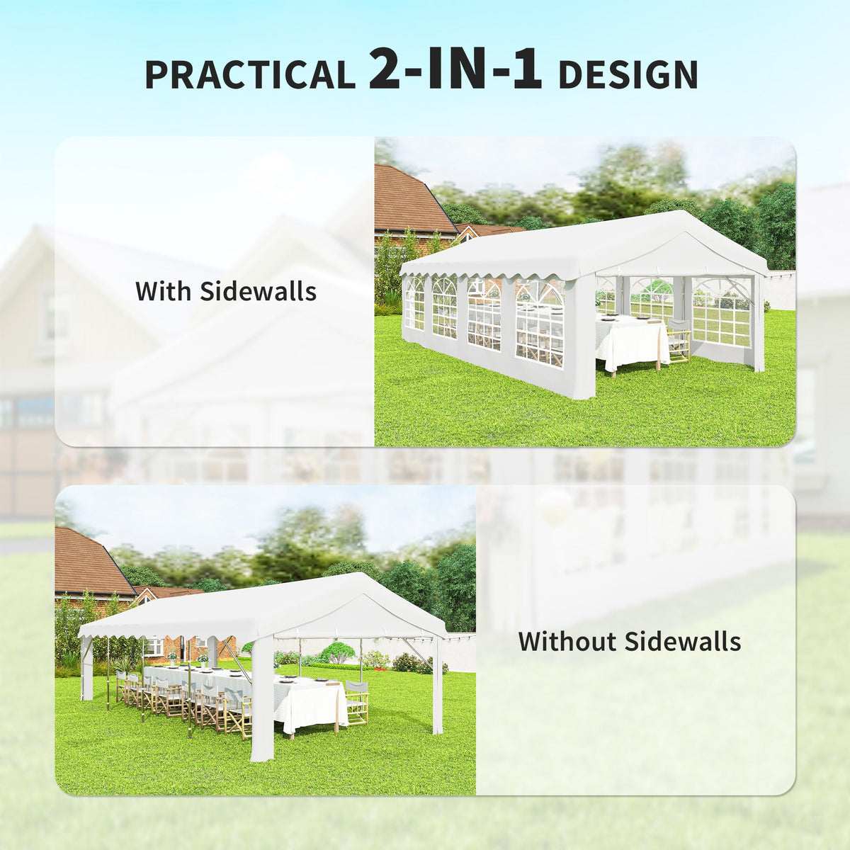 13' x 26' Heavy Duty Party Tent and Carport with Sidewalls, White — product view 6