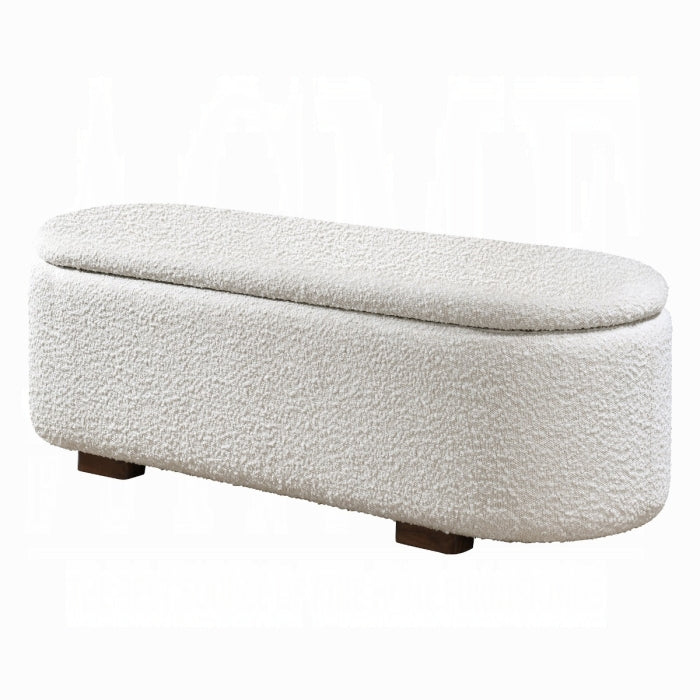 Sandro Beige Boucle Fabric Padded Lift-Top Oval Storage Bedroom Bench – BD02652 — product view 3