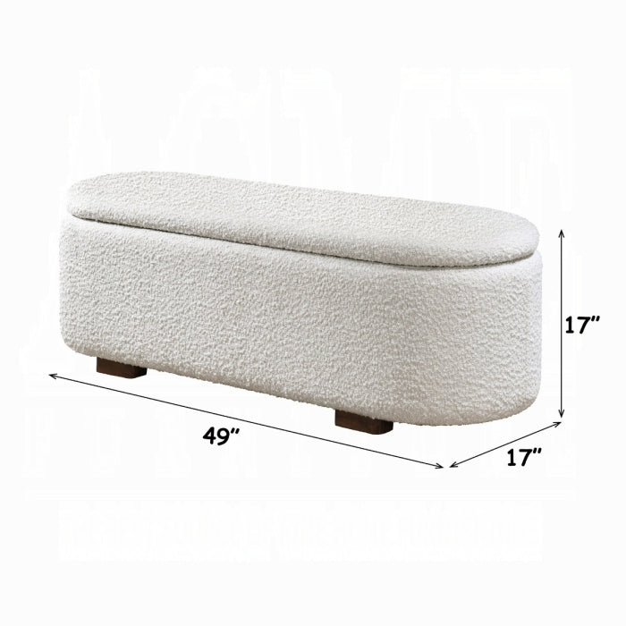 Sandro Beige Boucle Fabric Padded Lift-Top Oval Storage Bedroom Bench – BD02652 — product view 4