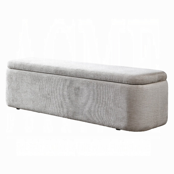 Orane Grey Linen Fabric Padded Bedroom Bench – BD02654 — product view 3