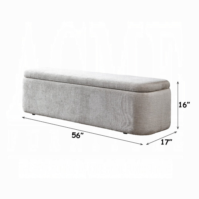Orane Grey Linen Fabric Padded Bedroom Bench – BD02654 — product view 4