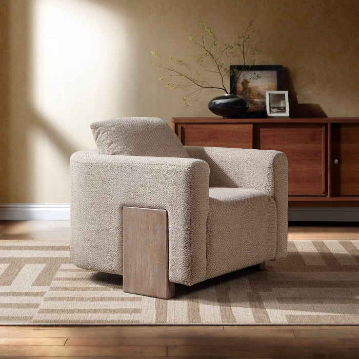 Tryne Latte Linen Fabric Rounded Back Accent Chair – AC03723 — product view 1