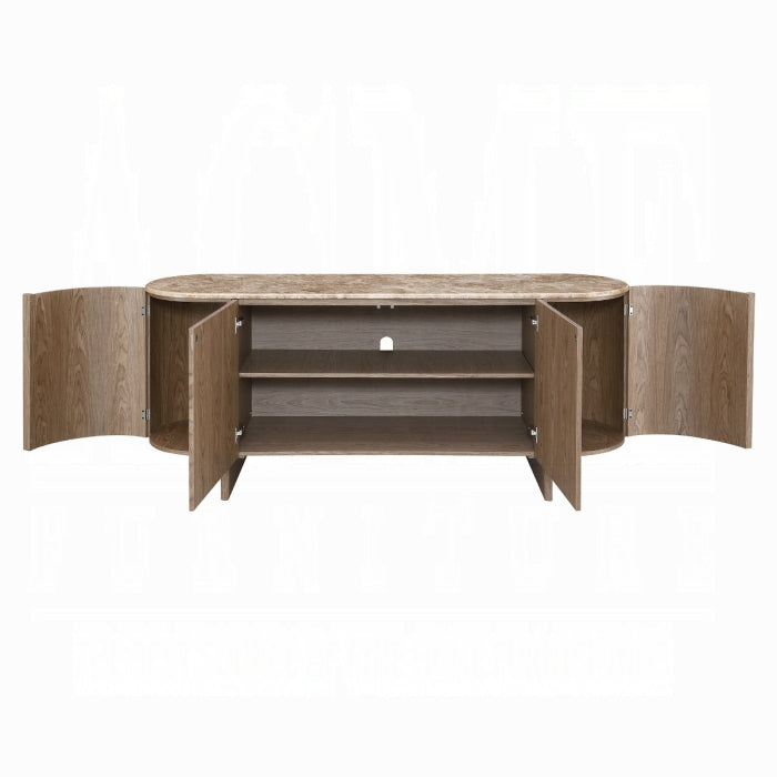 Markku Natural Marble and Oak Finish Wood Server Buffet Console Cabinet – AC05319 — product view 2