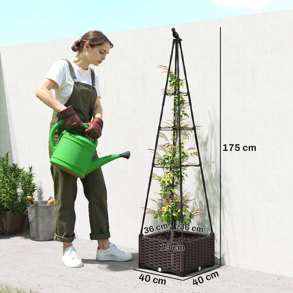 Self Watering Raised Garden Bed with Trellis, 40 x 40 x 175 cm — product view 5