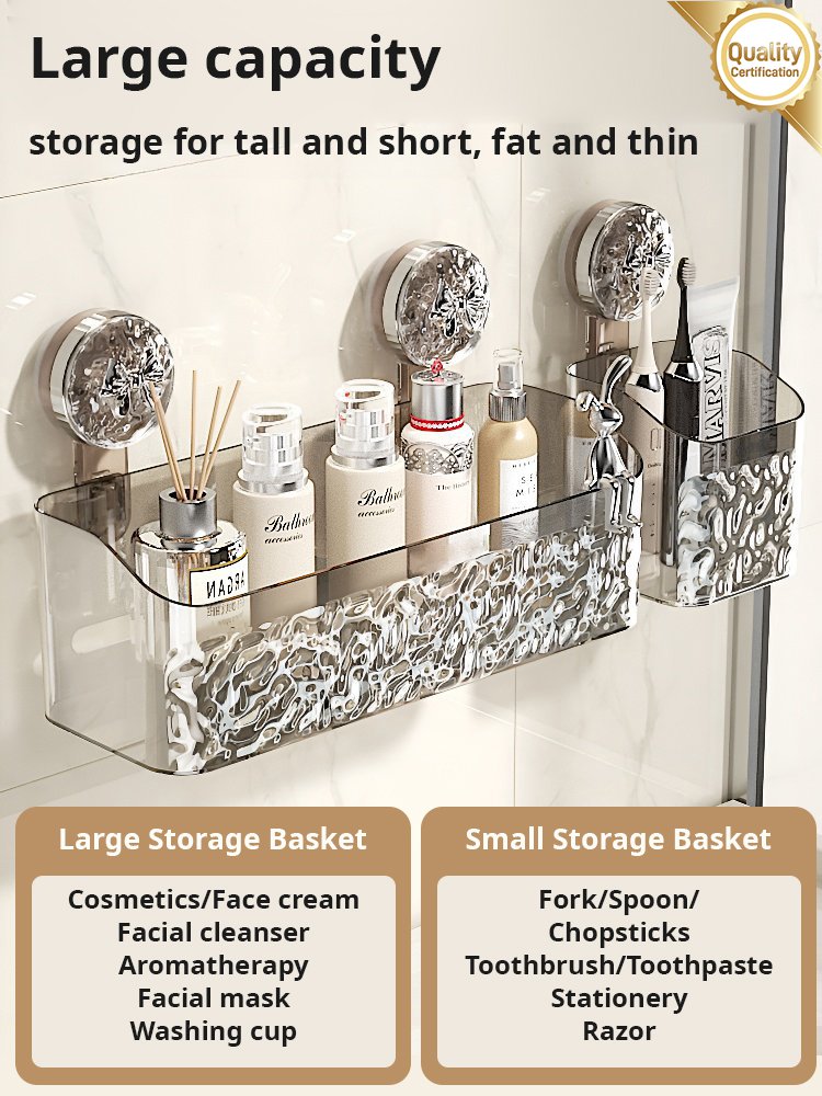 LoungeYard | Light Luxury Style Glacier Pattern Suction Cup Shelf — product view 5