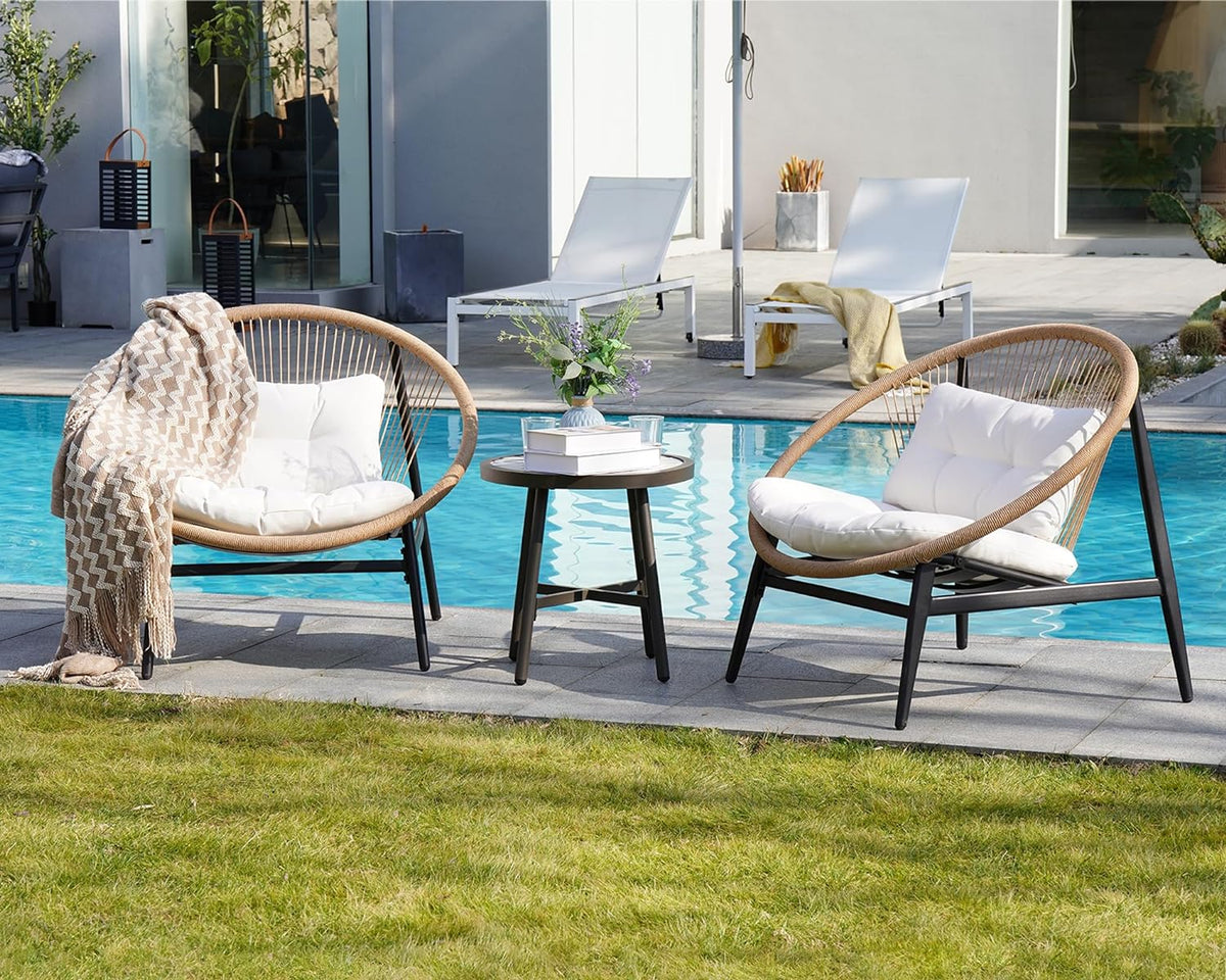 LOUNGE YARD Outdoor Furniture Set,Wicker Seating Set Oversized Chairs — product view 3