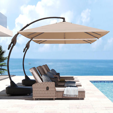 LOUNGE YARD 10x13 FT Rectangular Cantilever Patio Umbrella with Base & Umbrella Cover