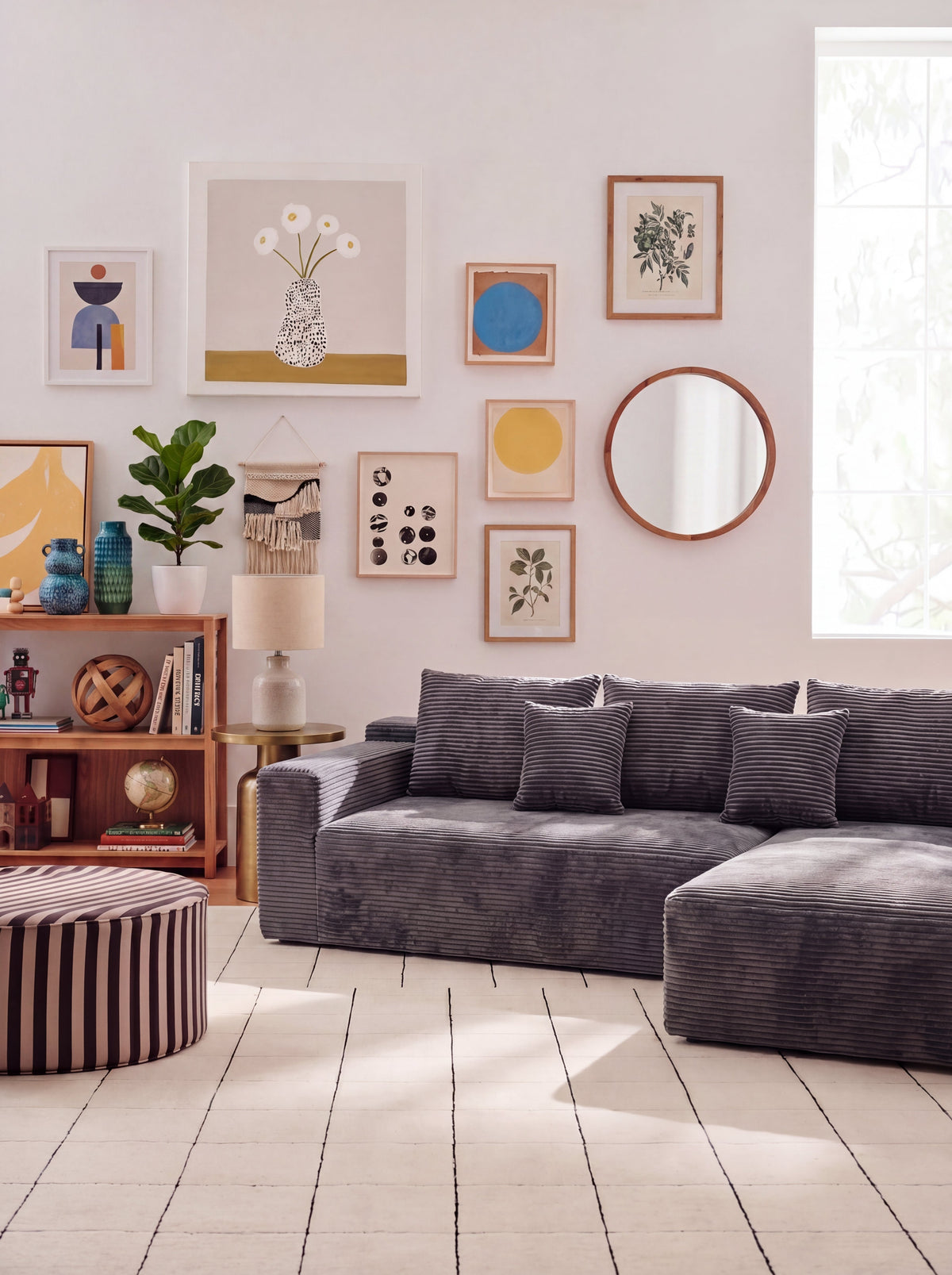 Lune Corduroy L-Shape Sectional Sofa — product view 2