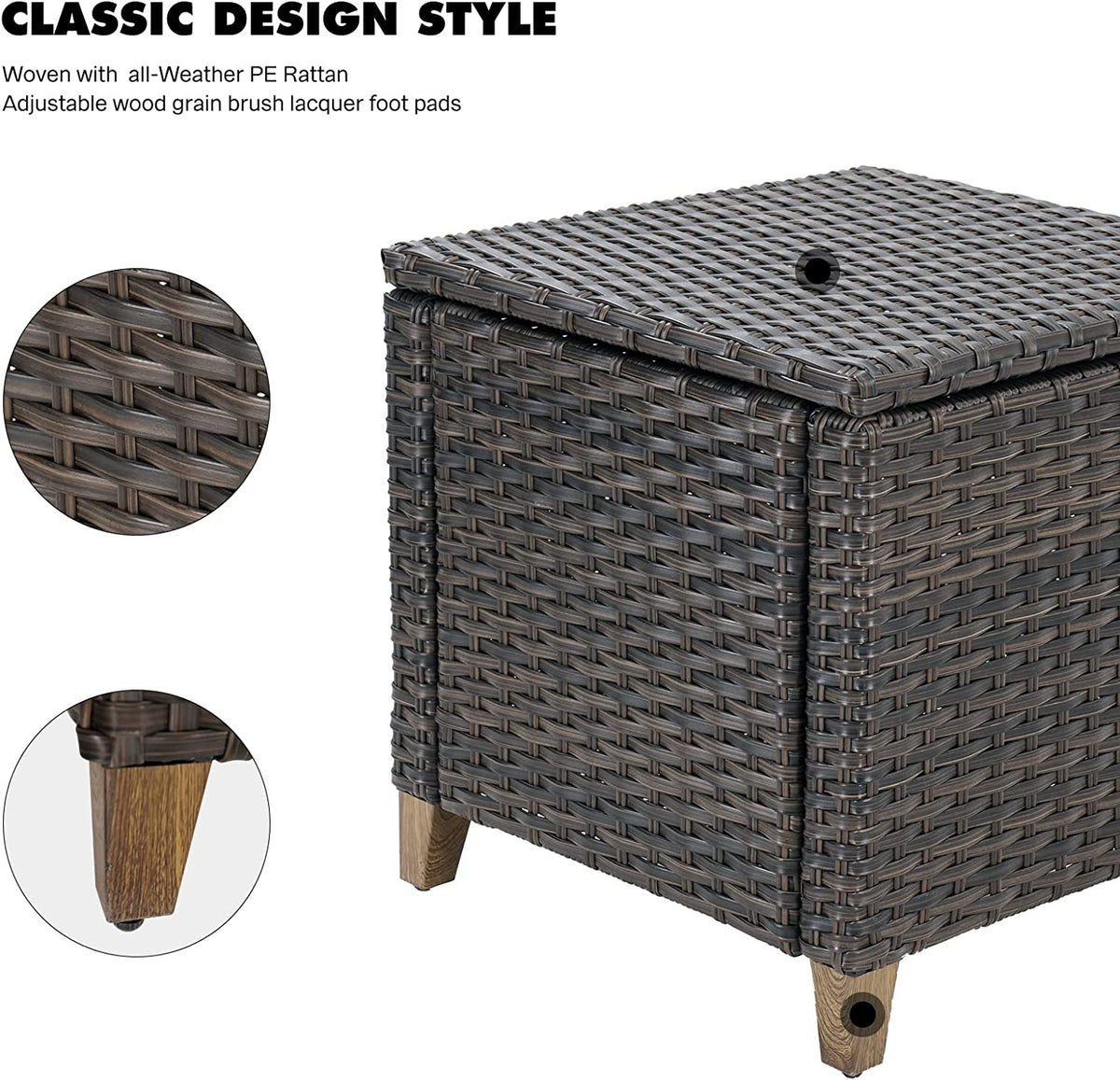 LOUNGE YARD Outdoor Wicker Side Table with Storage — product view 4