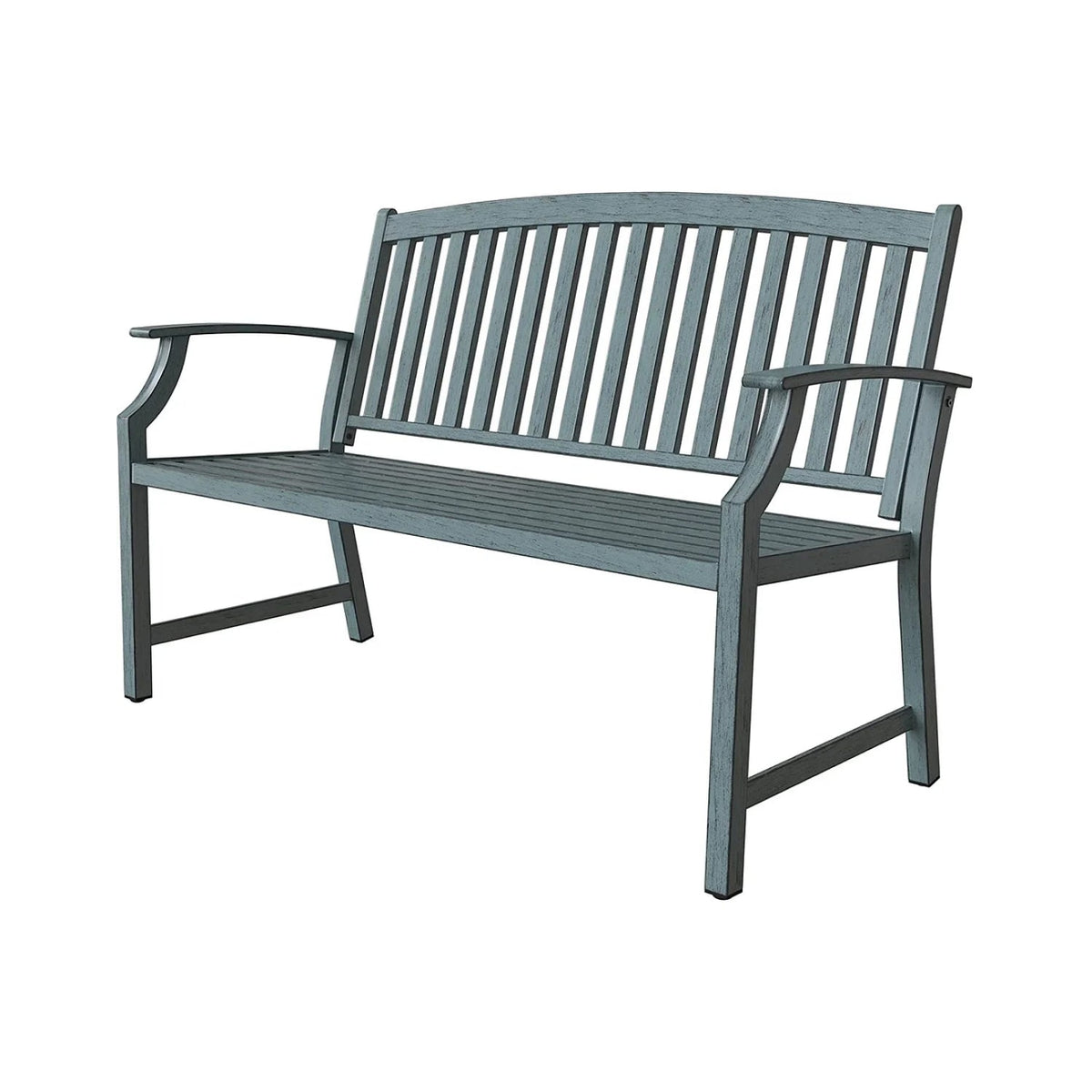LOUNGE YARD Outdoor Benches - Anti-Rust Aluminum and Steel Garden Bench with Faux Wood Finish for Patio and Park Furniture — product view 3
