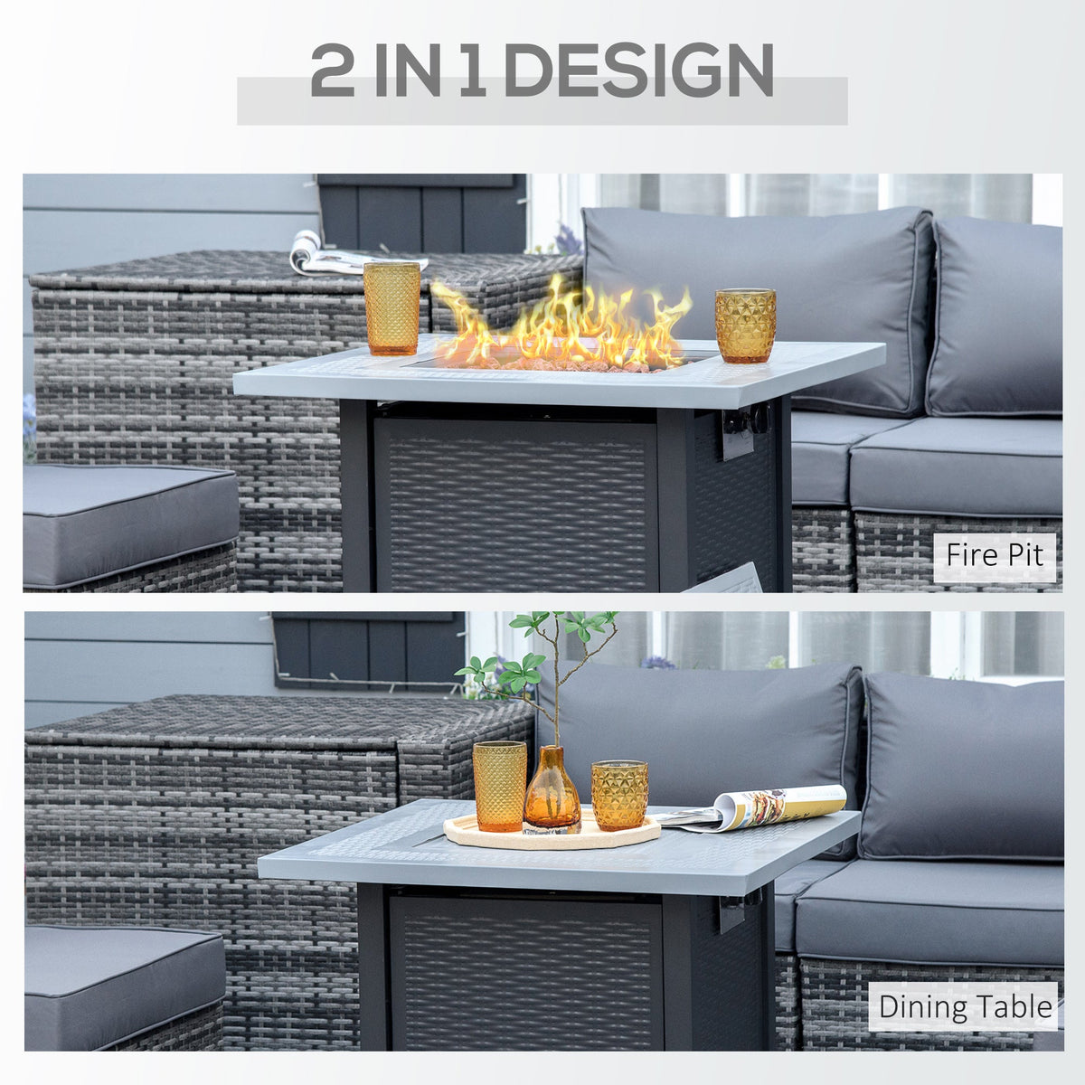 71 x 71 x 62 cm Gas Fire Pit Table, 40000 BTU, Black — product view 6