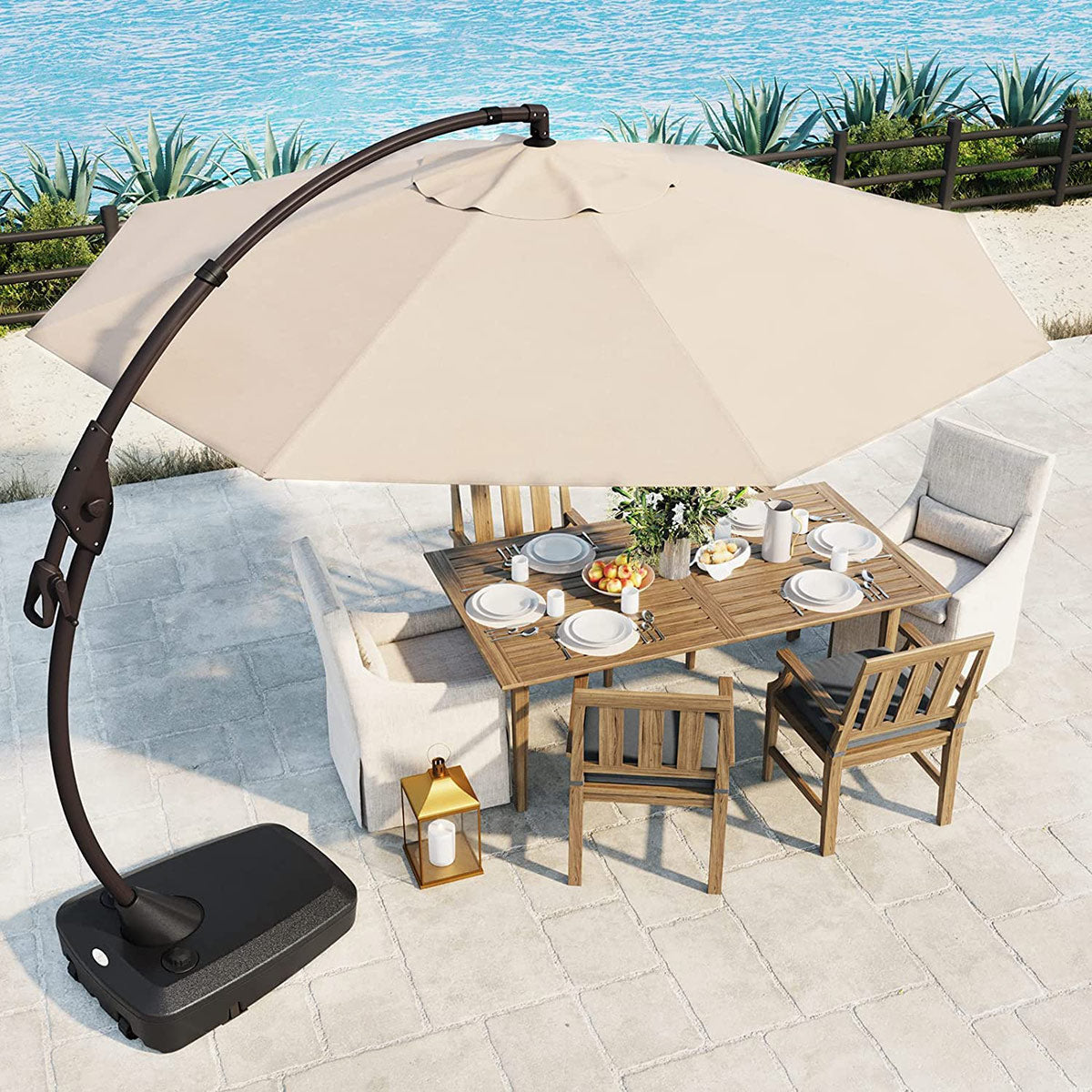 LOUNGE YARD 11FT Cantilever Patio Umbrella with Base | Large Round Outdoor Shade for Garden, Deck & Pool — product view 1