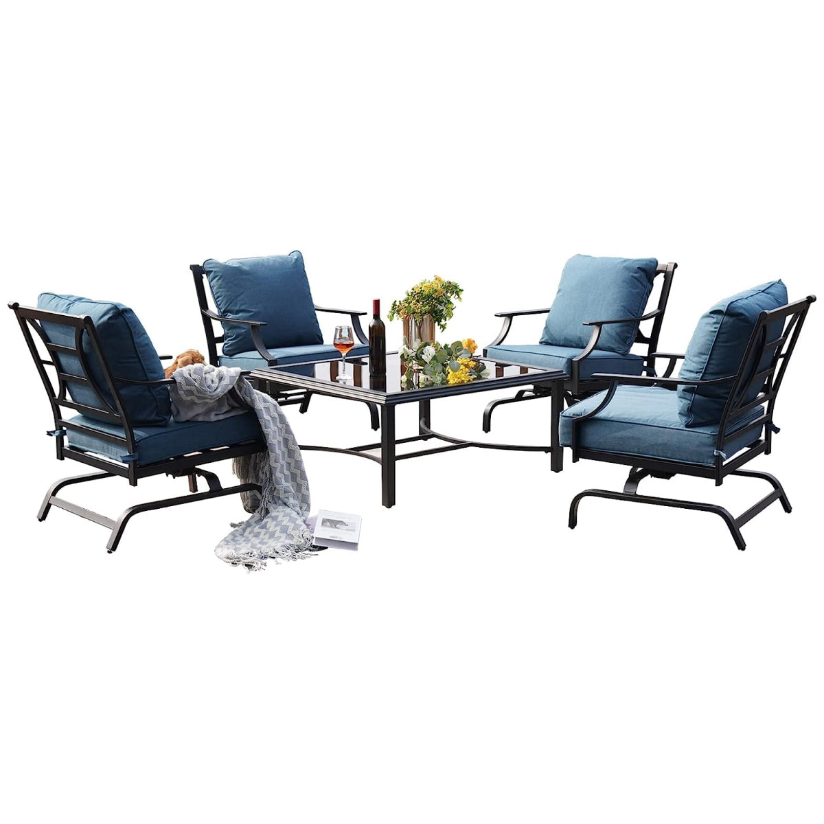 LOUNGE YARD Newport Set Patio Furniture Set Outdoor Steel Motion Conversation Set — product view 1