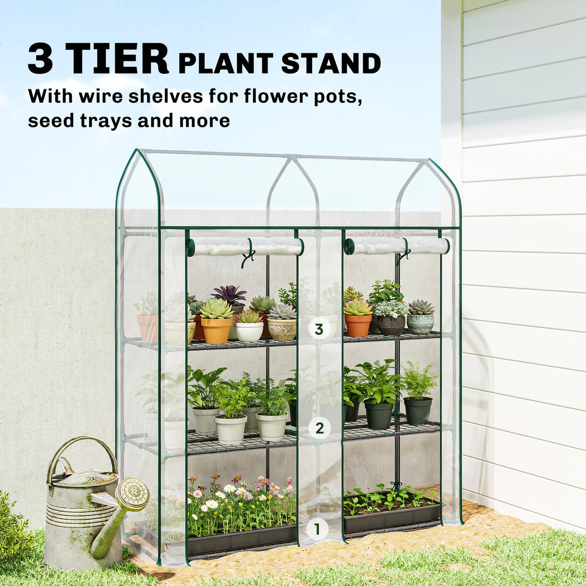 3-Tier Mini Greenhouse, 56.3" x 18.1" x 65", Clear — product view 6