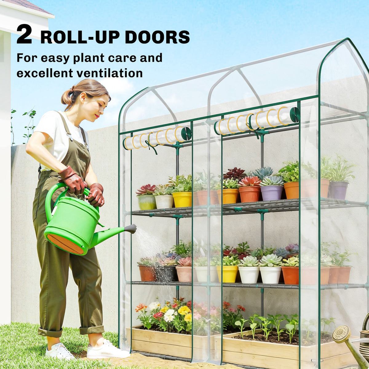 3-Tier Mini Greenhouse, 56.3" x 18.1" x 65", Clear — product view 7