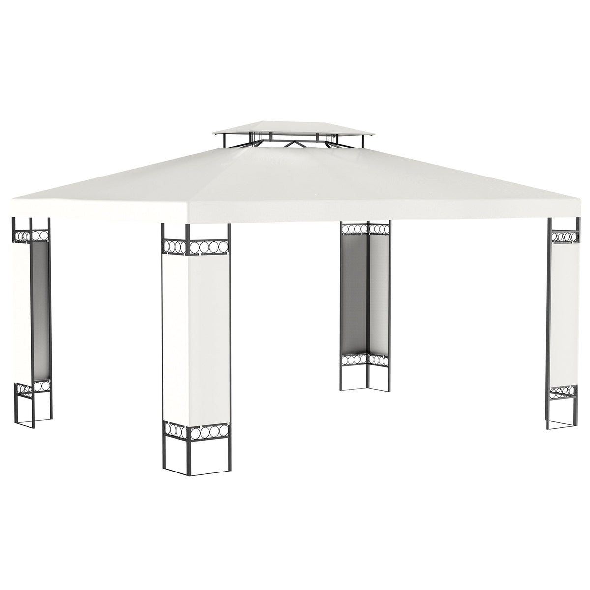10' x 13' Outdoor Gazebo with Double Roof and Screen Panels, White — product view 1